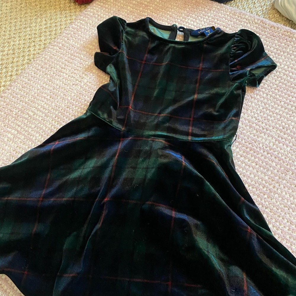 Christmas plaid Kids Dress in Green and Black Ralph Lauren